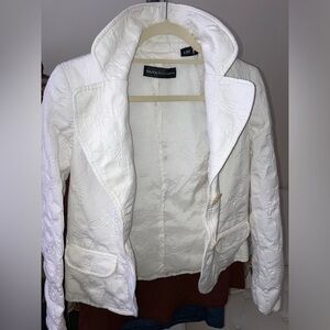 White Embossed Patterned Blazer